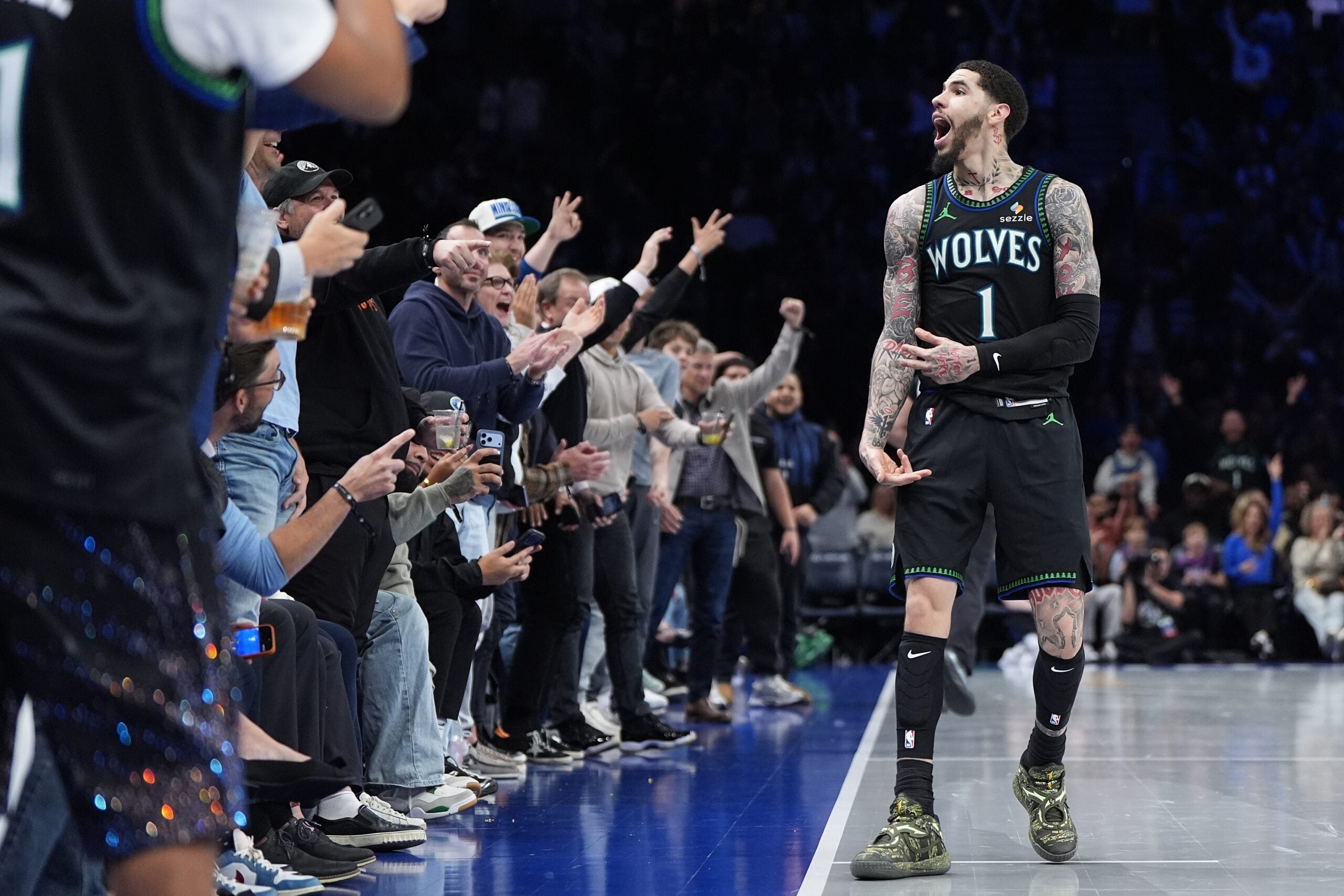 LaMelo Ball scoring during the Timberwolves game against the Clippers